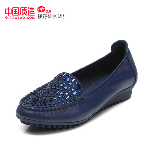 信诺春季真皮软底妈妈鞋大码中年平底女单鞋透气懒人鞋防滑豆豆鞋 2287-7 商品图1
