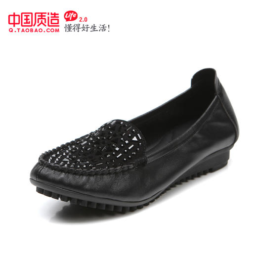 信诺春季真皮软底妈妈鞋大码中年平底女单鞋透气懒人鞋防滑豆豆鞋 2287-7 商品图2