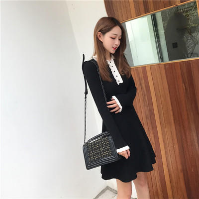 【服饰鞋包】小众连衣裙女复古秋冬新款egg风少女打底针织毛衣裙过膝 商品图1