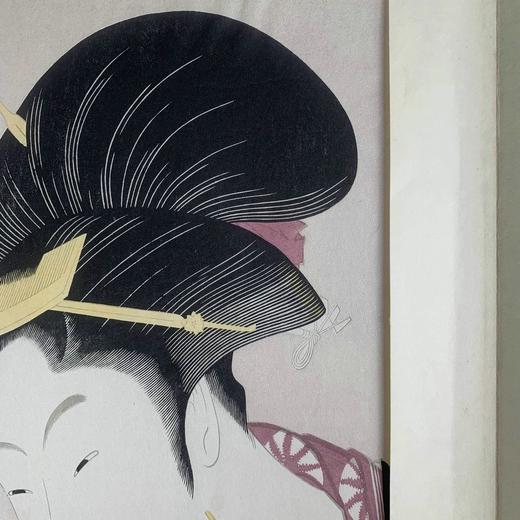 喜多川歌麿 《歌撰恋之部》系列《深忍恋》美人图珍贵手工木刻浮世绘版画 商品图5
