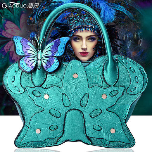 民族风彩绘蝴蝶，单肩包手提包斜跨包QD-9602 商品图0