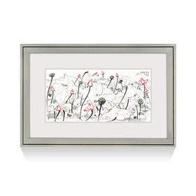 吴冠中综合版画《荷花之一》装裱尺寸：96cm×61cm