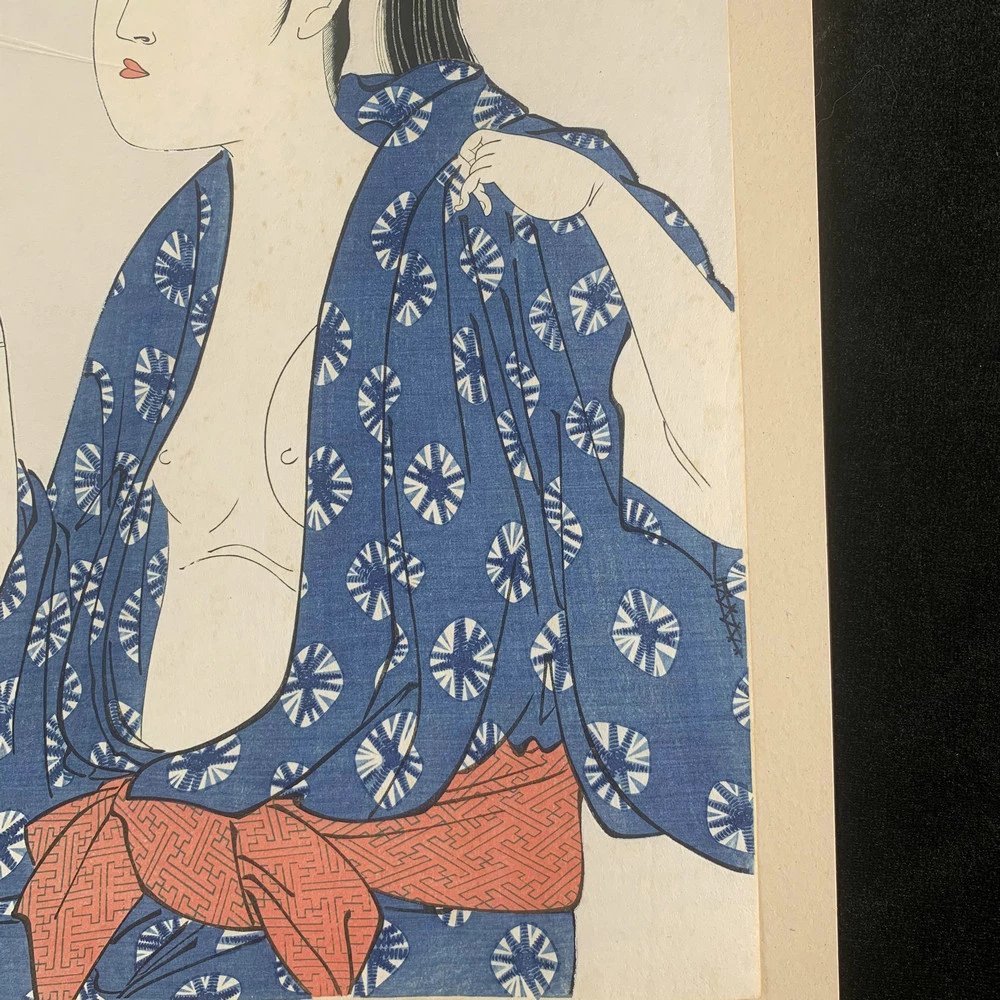 喜多川歌麿《妇人相学十体》之《吸烟的女子》珍贵手工木刻浮世绘版画