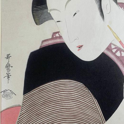 喜多川歌麿 《歌撰恋之部》系列《深忍恋》美人图珍贵手工木刻浮世绘版画 商品图3