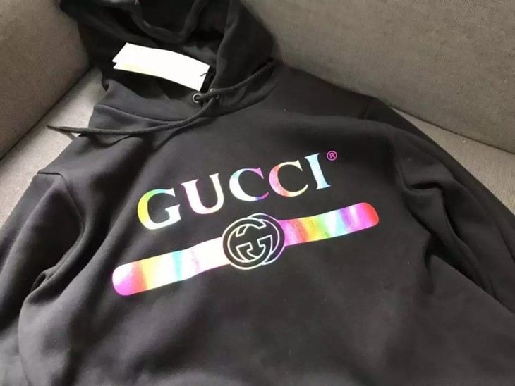 206 7836 gucci 彩虹logo 幻彩渐变腰带卫衣 加绒 男女同款