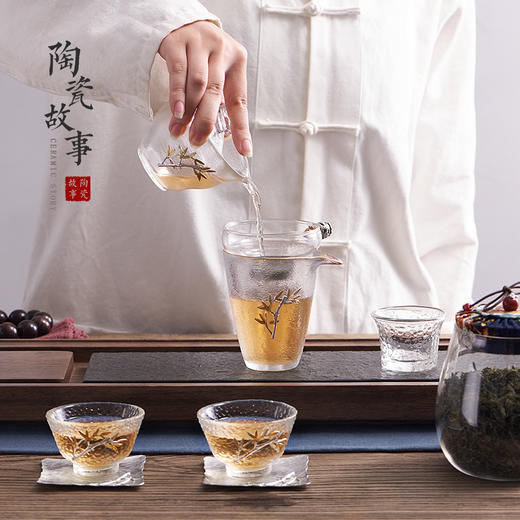 盖碗-玻璃镶锡贴花三才盖碗6款 商品图1