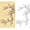 于非闇竖幅工笔花鸟白描底稿-桃花小鸟-YF57 商品缩略图0