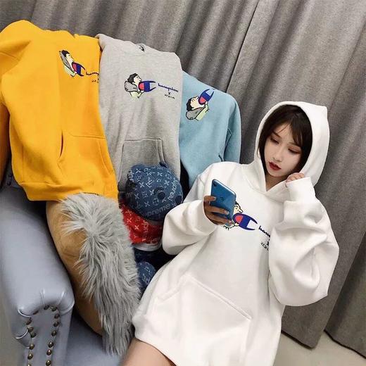 加绒加厚连帽情侣卫衣！！当王思聪吃热狗遇上冠军！恶搞！高品质 商品图1