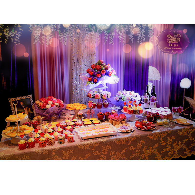 紫色系婚礼主题甜品桌A