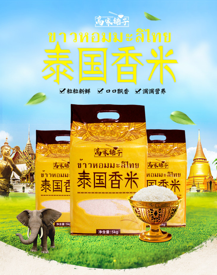 高家铺子泰国香米大米5kg/袋长米粒 送礼