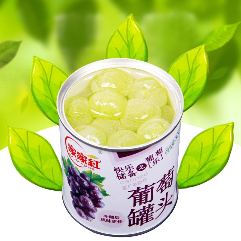 家家红|新鲜水果 糖水葡萄罐头食品 300g*6罐装