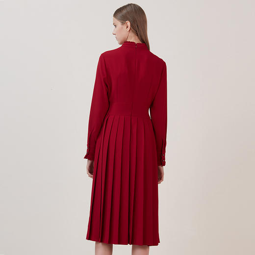 EITIE爱特爱品牌女装冬季时尚优雅立领低腰连衣裙中裙5807550 商品图4