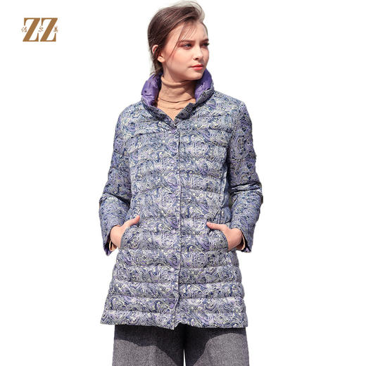 佐尔美2018冬季新品女装中老年灰鸭绒双面穿羽绒服E74YY14 商品图0
