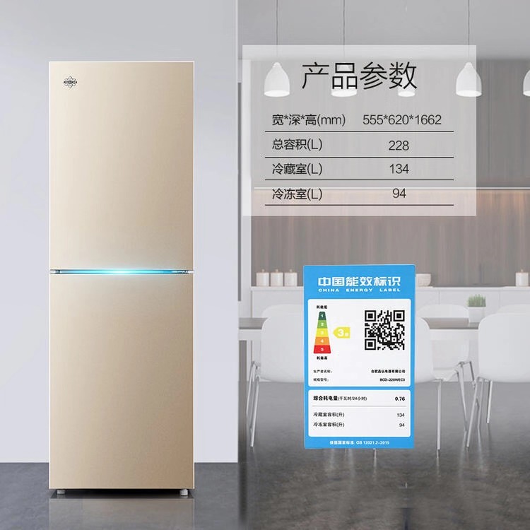 格力(gree)晶弘冰箱bcd-228wec 时代金 两门冰箱