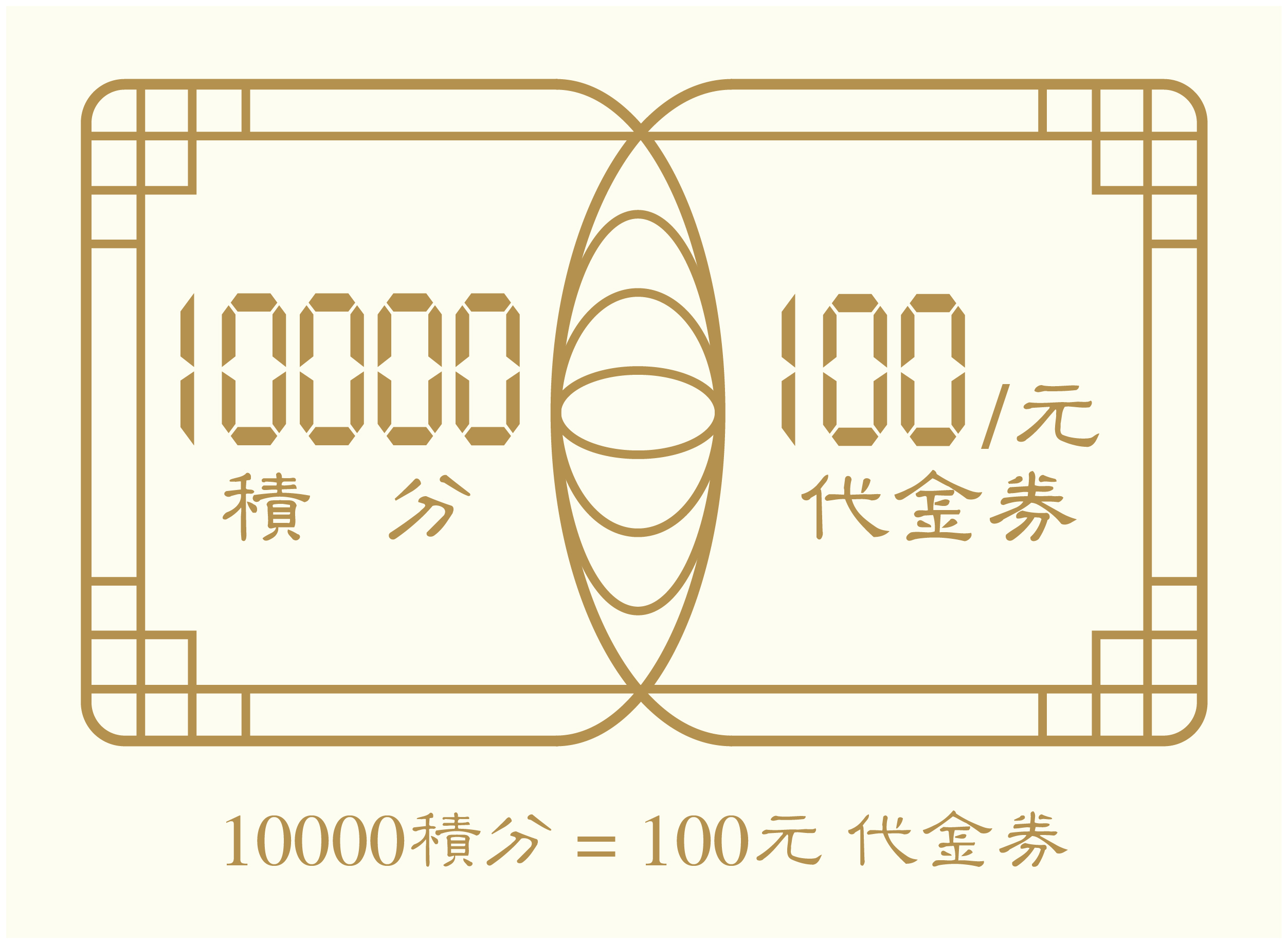 10000积分=100元代金券