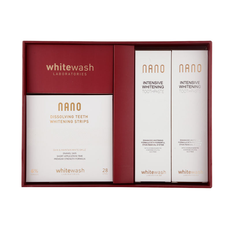 芭莎明星慈善夜伴手礼whitewash礼盒 nano牙齿美白牙贴牙膏