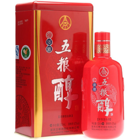 35度五粮醇红淡雅(扁盒装)500ml 单瓶