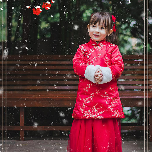 【喜气洋洋过新年】Hidehanky丢手绢原创 儿童新年服 中国风拜年服 旗袍唐装 提花面料加绒保暖 商品图0