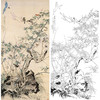 于非闇竖幅工笔花鸟白描底稿《花鸟竹石》-多种白描尺寸可选-YF73 商品缩略图0