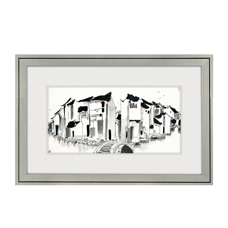 吴冠中综合版画水乡周庄装裱尺寸96cm61cm
