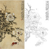 于非闇竖幅工笔花鸟白描底稿-鸽子-牡丹双鸽-YF82 商品缩略图0