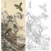 于非闇竖幅工笔花鸟白描底稿《雁荡山花鸟》-多种白描尺寸可选-YF86 商品缩略图0
