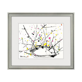 吴冠中综合版画《忆开屏》装裱尺寸：96cm×75cm