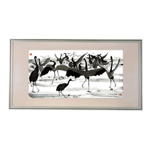 吴冠中综合版画《鹤舞》 装裱尺寸：130cm×78cm 商品图0