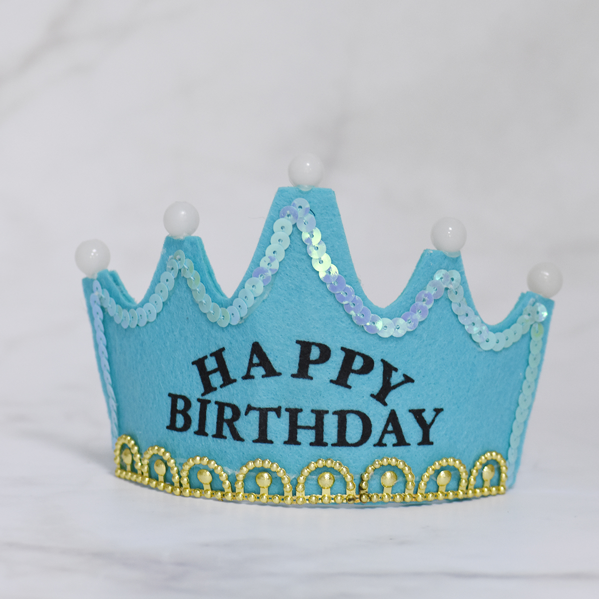 【皇冠生日帽（蓝）B款】带灯光  生日蛋糕配件