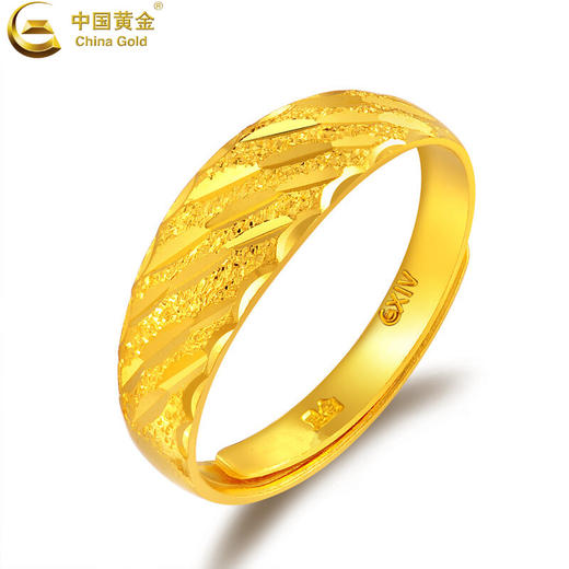 中国黄金 足金柳条切面闪亮黄金戒指 商品图0