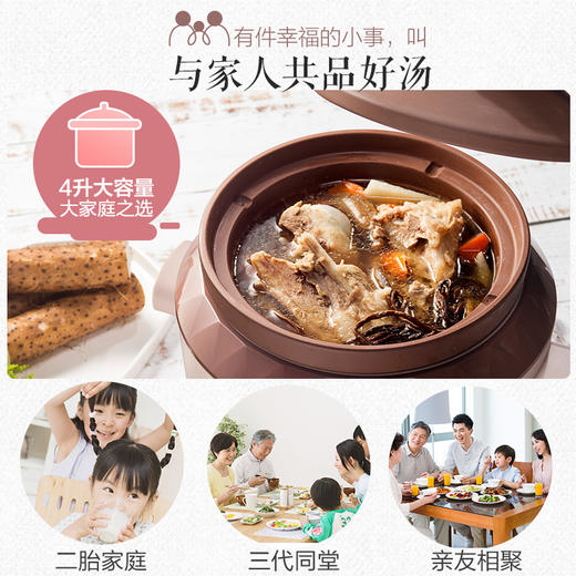 小熊（Bear）电炖锅电炖盅电砂锅紫砂锅煲汤锅炖汤锅煮粥大容量全自动4L DDG-D40F1 商品图2