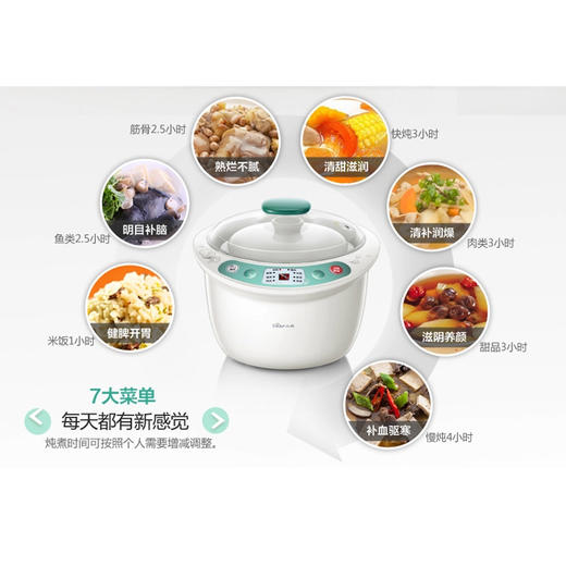 Bear/小熊 DDZ-125TB隔水电炖锅白瓷 预约定时一锅四胆 商品图1