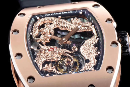 TW RICHARD MILLE理查德·米勒RM057 成龙盘龙陀飞轮腕表!大胆运用全新性能的材质，延续奢华精致的时间艺术，将先进科技与精湛手工工艺完美融合，耗费无数个小时手工雕刻身披彩鳞的金龙，五趾 商品图5