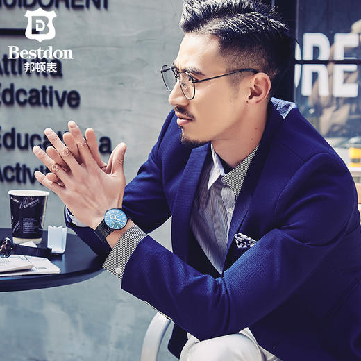 邦顿运动手表男款防水石英表男表精钢男士多功能网带时尚大表盘潮 99116G 商品图2
