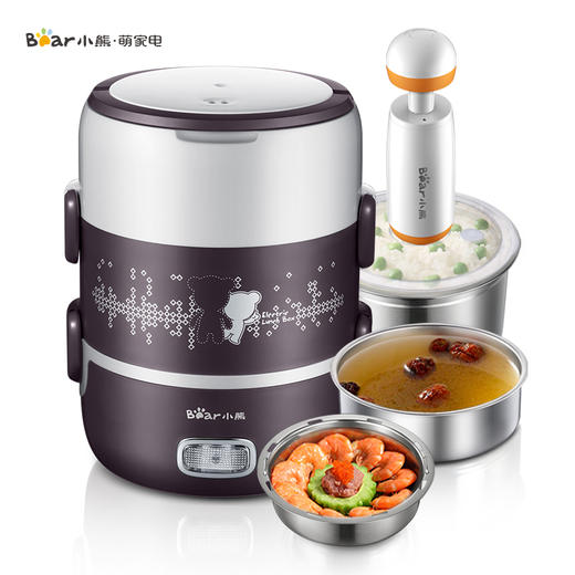 小熊（Bear）电热饭盒 2L三层加热饭盒上班族蒸热饭器可插电保温不锈钢可抽真空 DFH-S2123 商品图4
