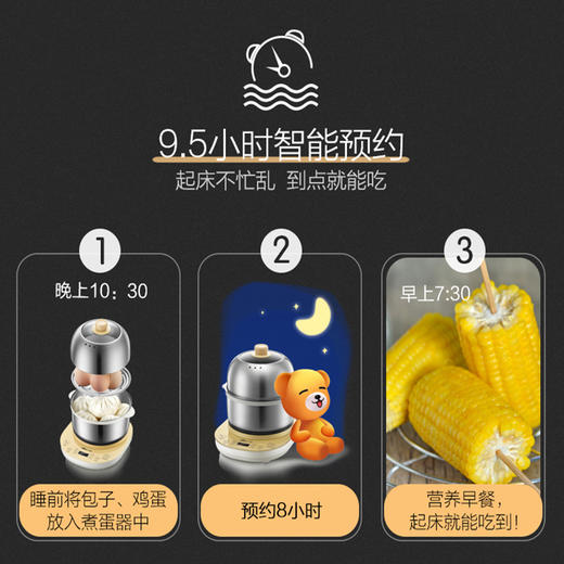 小熊（Bear）煮蛋器 家用微电脑预约定时不锈钢多功能迷你双层蒸蛋器ZDQ-A14E6 商品图1