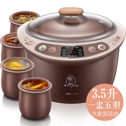小熊（Bear）电炖锅 京东自营 隔水炖盅紫砂煲炖汤锅熬粥全自动3.5L五胆DDZ-A35M5 商品图3