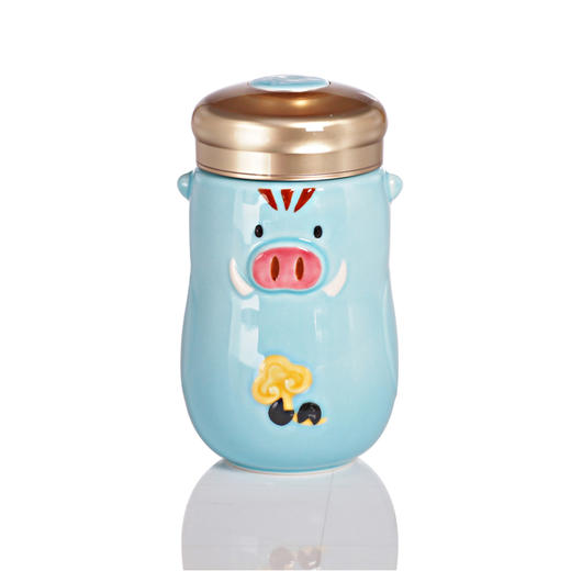 【猪年明星款】 猪小福随身杯 360ml单层 彩釉 可定制 （多色可选） 商品图2