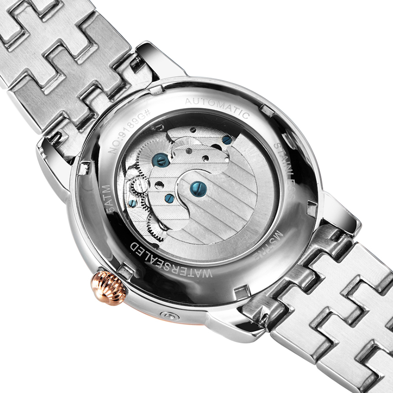 名仕爵mstre男士手表全自动机械表商务钢带时尚手表镂空防水夜光正品