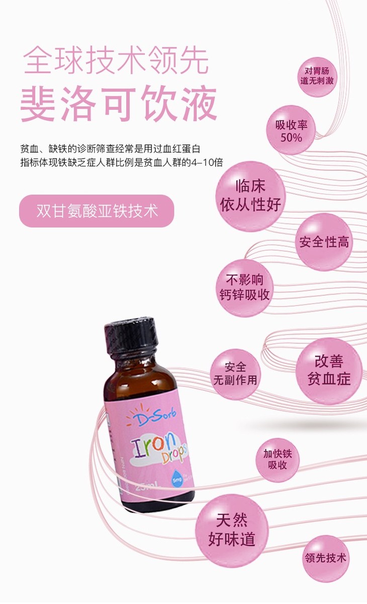 加拿大 滴适宝斐洛可饮液(铁)25ml/瓶