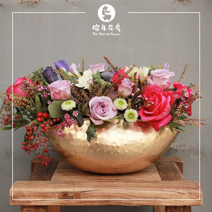 拾年瓶花 弗洛依德玫瑰创意瓶花