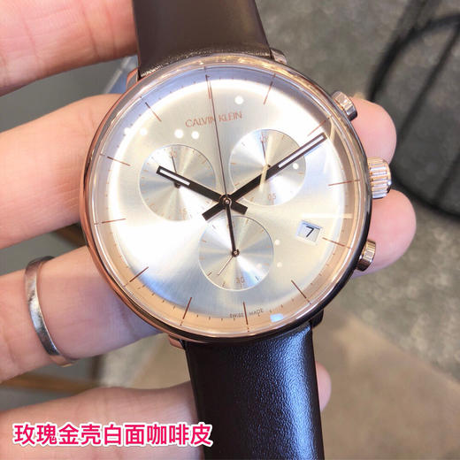 原单CK CalvinKlein 卡尔文·克莱恩
男士商务休闲腕表 此款承袭经典之雅致精髓，同时不复摩登之名 K8M276G6
表盘尺寸：43mm
机芯：原装瑞士石英机芯
       原厂配件组装 商品图4