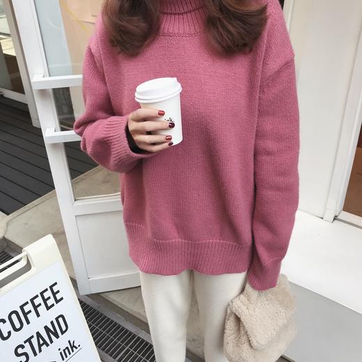 金蘑菇菇 暖洋洋高领毛衣 宽松套头百搭针织衫女特价不退不换 商品图3