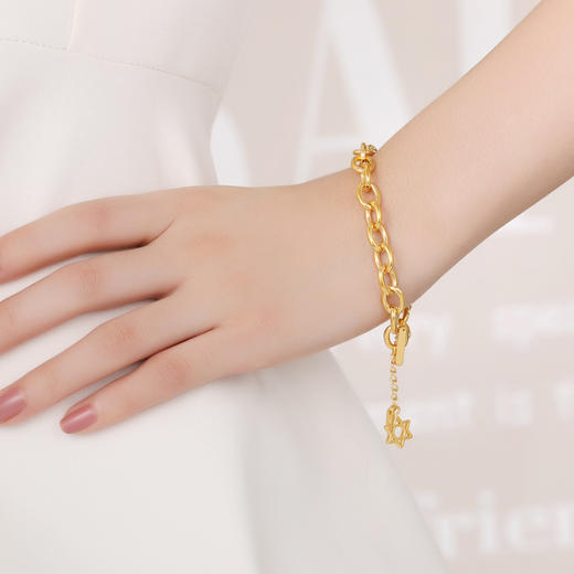 潮宏基珠宝 爱比金坚 黄金手链足金3D硬金手饰 商品图4