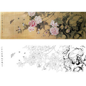 楚彦春横幅复古风工笔花鸟白描底稿-芙蓉花-多种白描尺寸可选-CY15