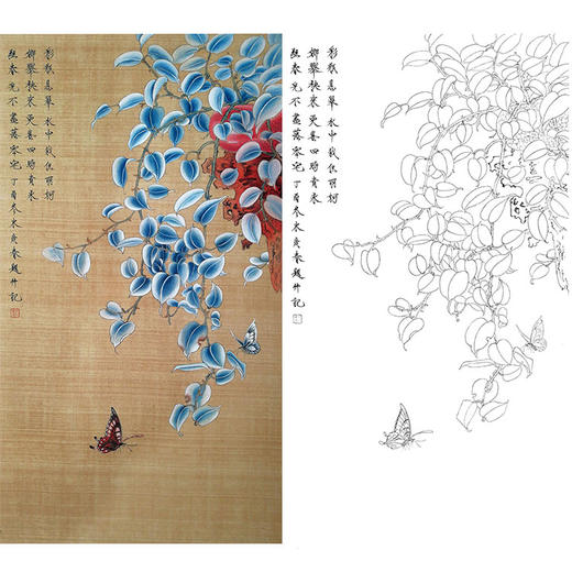 楚彦春竖幅复古风工笔花鸟白描底稿-绿萝-多种白描尺寸可选-CY09 商品图0