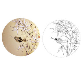 楚彦春复古风工笔花鸟白描底稿-竹子小品-多种白描尺寸可选-CY23