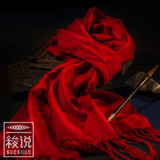 新品【梭说】素.如意 纯手工限量设计围巾 侗族传统织锦工艺纯棉 商品图3