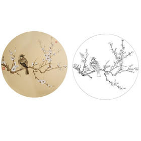 楚彦春复古风工笔花鸟白描底稿-梅花小品-多种白描尺寸可选-CY22