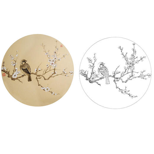 楚彦春复古风工笔花鸟白描底稿-梅花小品-多种白描尺寸可选-CY22 商品图0
